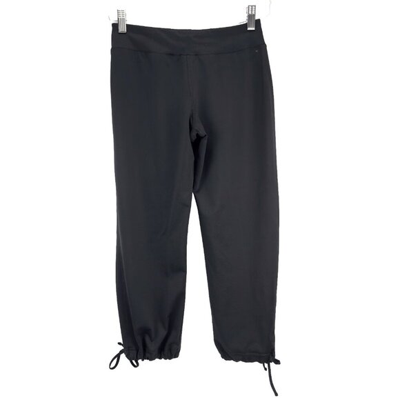 ADIDAS Lightweight Stretch Adjustable Leg Drawstrings Cropped Black Capris Sβ - Picture 3 of 6
